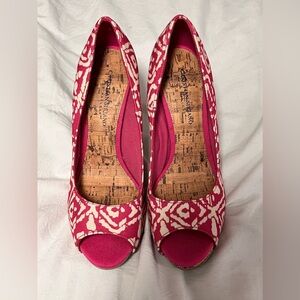 Christian Siriano Cork Pink and White Heels - Size 9.5